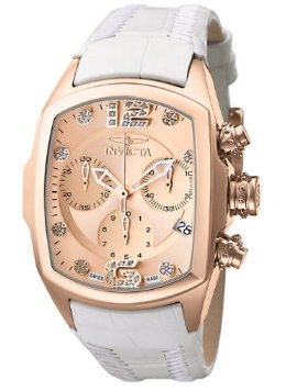 Invicta Women's 6826 Lupah Revolution Collection Chronograph Diamond Accented White Leather Watch