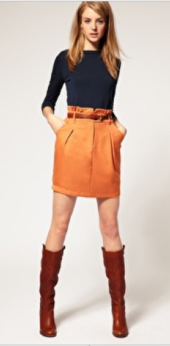 Brown leather outlet skirt quest