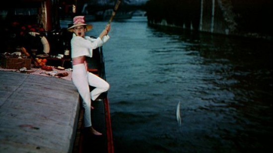 funny-face-audrey-hepburn-pink-hat-capri-pants-fishing-50s-vintage-clothing