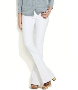 high rise white flare jeans